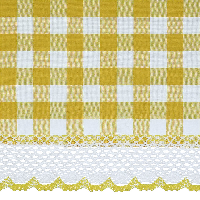 Linhart Checkered Cotton Blend Tablecloth, 104" x 60", Yellow