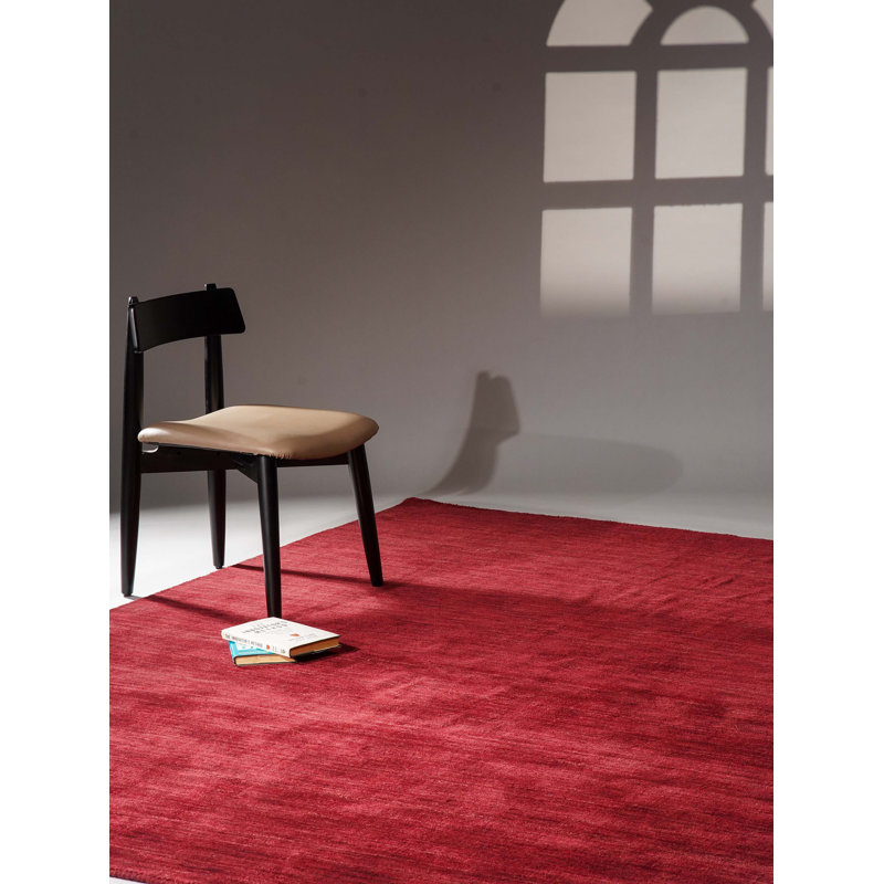 Hand Knotted Loom Wool Eco-Friendly Area Rugs -Rectangle, Dark Red Color, Plain Solid Design, High Pile Thick Handmade Anti Skid Area Rugs for Living Room, Bed Room