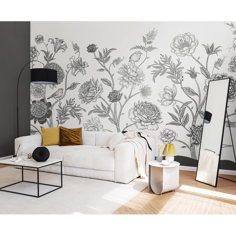 Murale verte Jacobean Rose Trail, Black