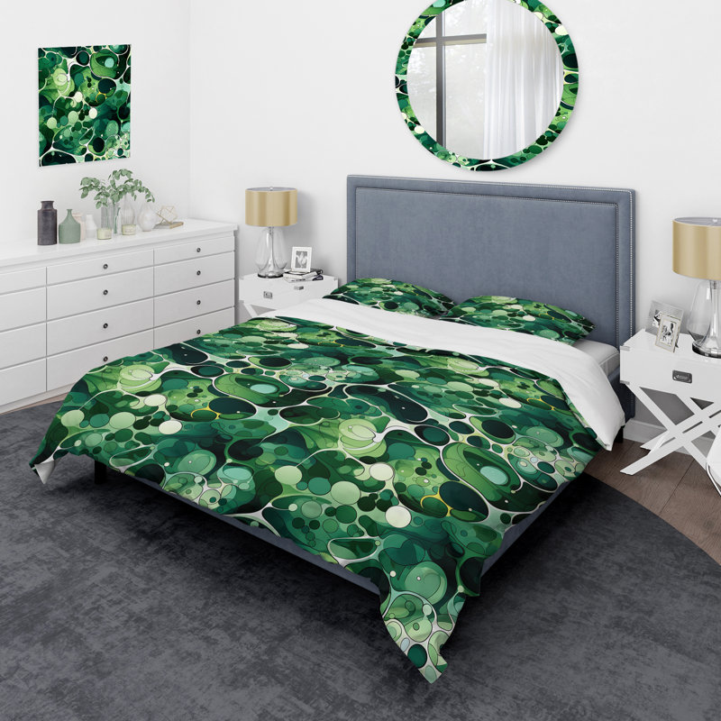 Ensemble de housse de couette Green Popart Techno Tangles I, Housse de couette pour très grand lit et 2 très