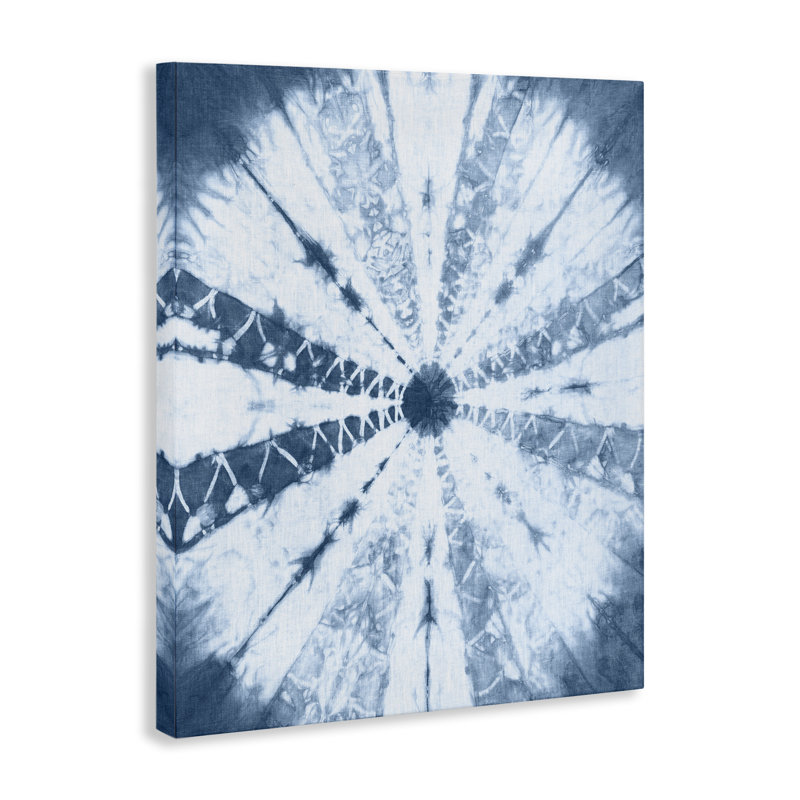 «Blue Tie Dye Sunburst», art mural sur toile par Jason Johnson, H 30 po x l 24 po