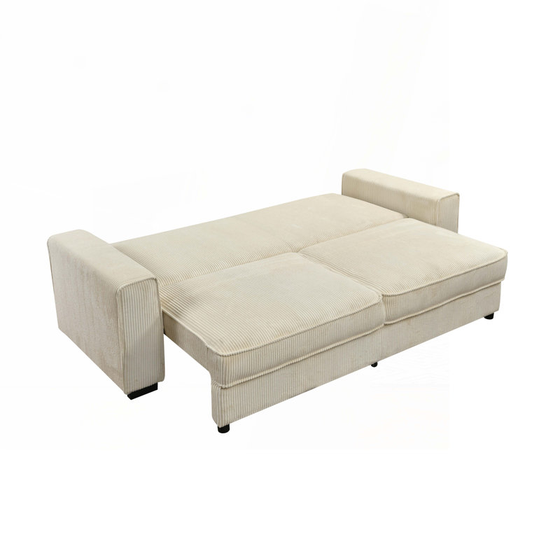Canapé-lit convertible avec lit escamotable, rangement, Beige