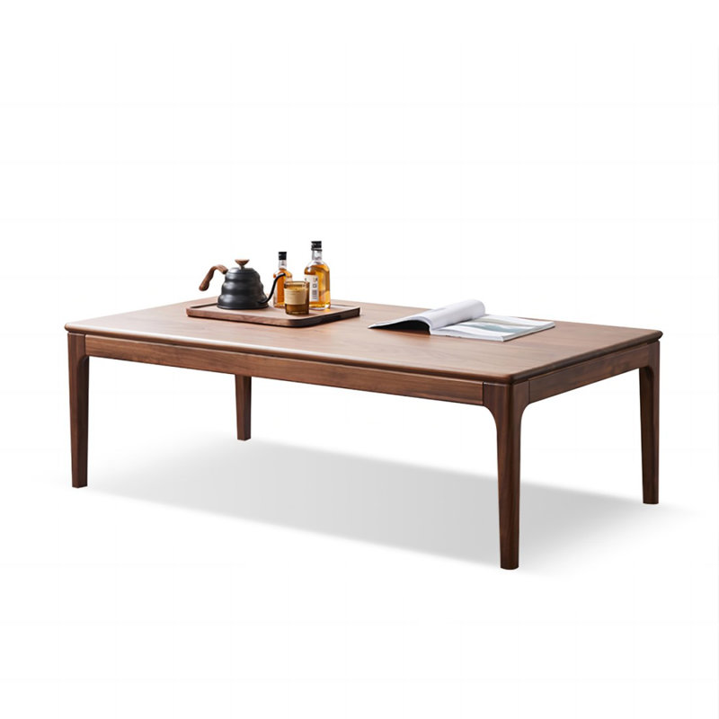 Nut-brown Solid Wood Rectangular Coffee Table, 17.72" H x 47.24" L x 23.62" W
