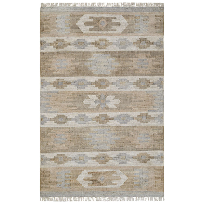 Tapis en jute tissé à plat Hizri, Rectangle 7'9" x 9'9"