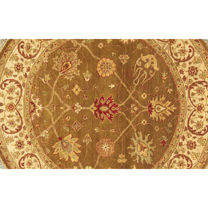 Tapis unique en laine noué à la main vert / beige de 8 pi One-of-a-Kind Odis