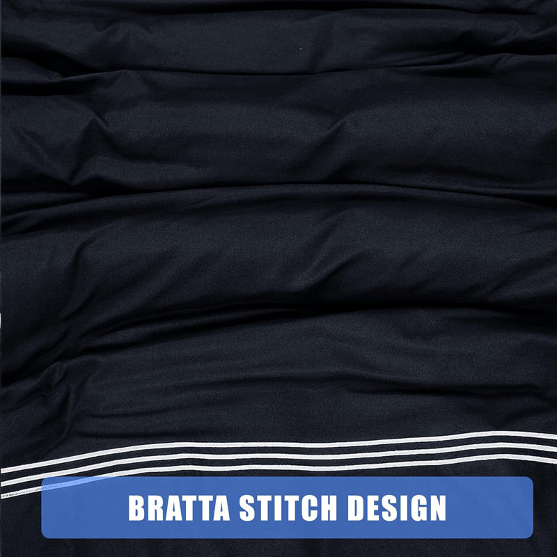Cotton Blend Duvet Cover Set with Pillowcases, Super King Duvet Cover + 2 Pillowcases, Black/White