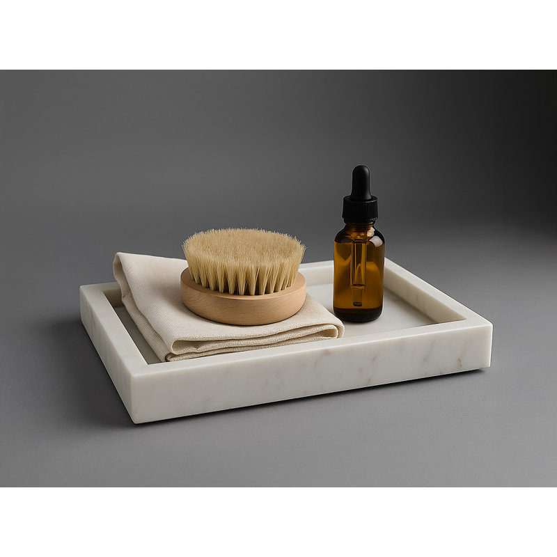 Lena Marble Tray, Opal White, 1.5" H x 8" W x 12" D