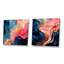 «Pink and Gold», encre liquide abstraite I - ensemble de 2 reproductions d'art sur toile-391650408-391650403