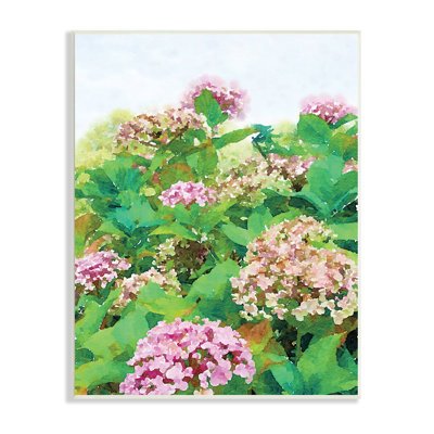 Buisson de géranium rose dans un champ de ciel clair - peinture