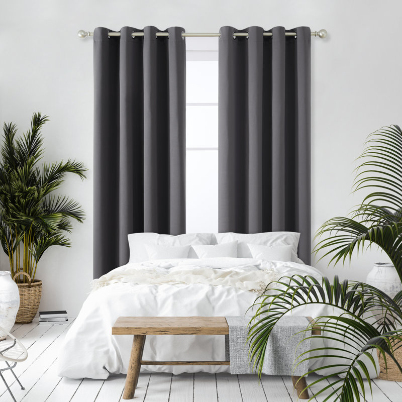 Quannisha Blackout Curtain Pair, Dark Grey, 52cm Width x 242cm Drop