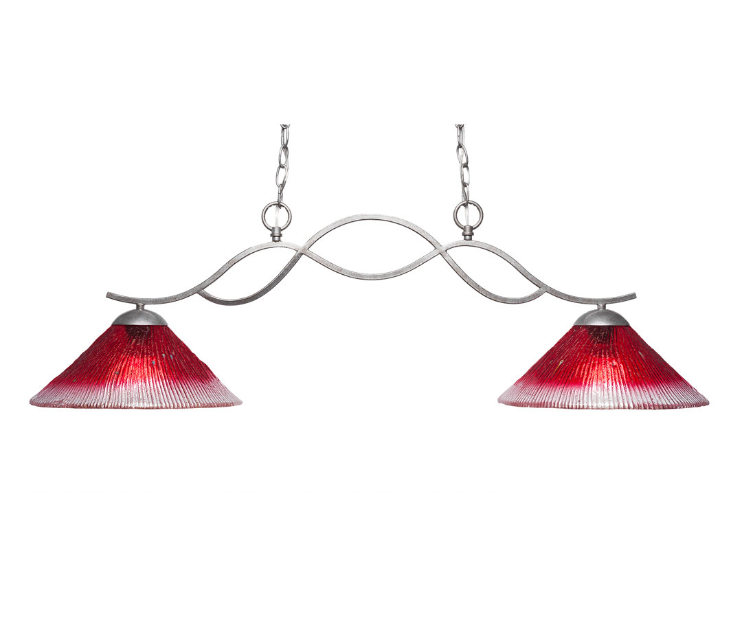 Hiroko Revo 2 Light Island Light Shown Finish With 12" Crystal Glass Red Barrel Studio® Shade 