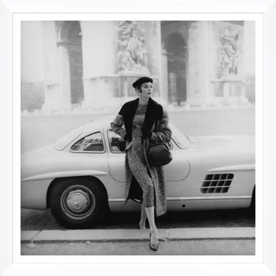Vogue Magazine, "Anne St. Marie by a Mercedes-Benz," Henry Clarke, September 1, 1955 Framed Photographic Print