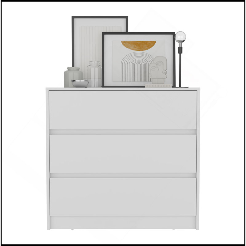 Commode H 31 po, 3 tiroirs, commode, Blanc
