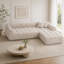 Canapé d'angle modulaire capitonné de 111,3 po, canapé nuage en forme de L avec tissu bouclé effet peluche et coussins, canapé à compression sans armature, blanc-472647285