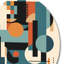«Blue and Orange Minimalistic Symphony I», art mural rond abstrait minimalisme sur métal-88599689