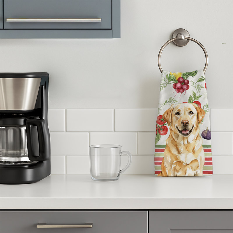 Yellow Labrador Retriever Vegetables Kitchen Towel, Yellow Labrador Retriever