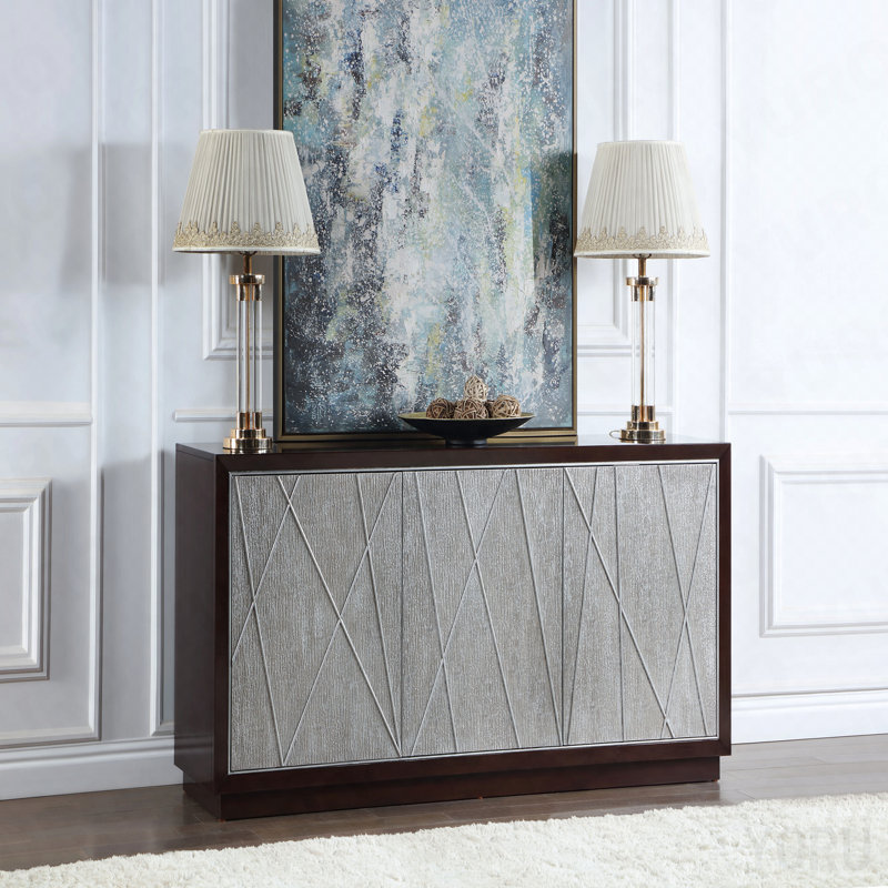 Console pour vestibule - Argent métallique / noyer