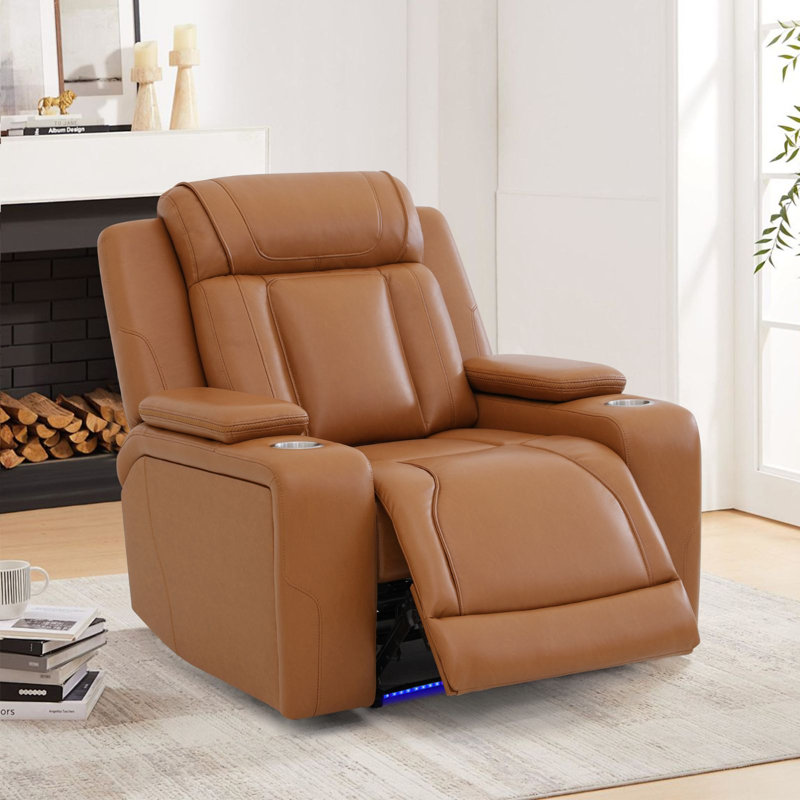Fauteuil inclinable multifonctionnel orange et jaune en cuir de polyuréthane