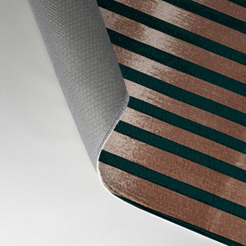 Tapis intérieur / extérieur vert HorizontalStripes, Rectangle 5 pi x 7 pi