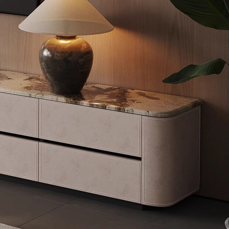 Meuble télé moderne en bois manufacturé gris Griotte, 94.49