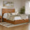 Lit plateforme en bois massif Lamaiyah avec pied de lit et tiroirs de rangement