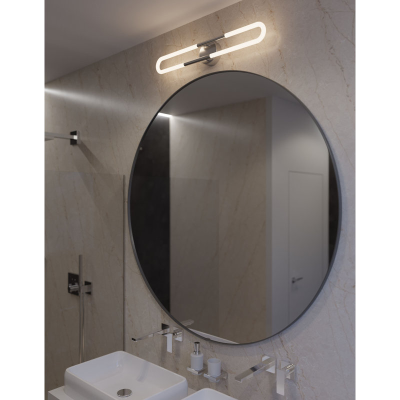 Meuble-lavabo à DEL 36 po Shymel, Nickel satiné