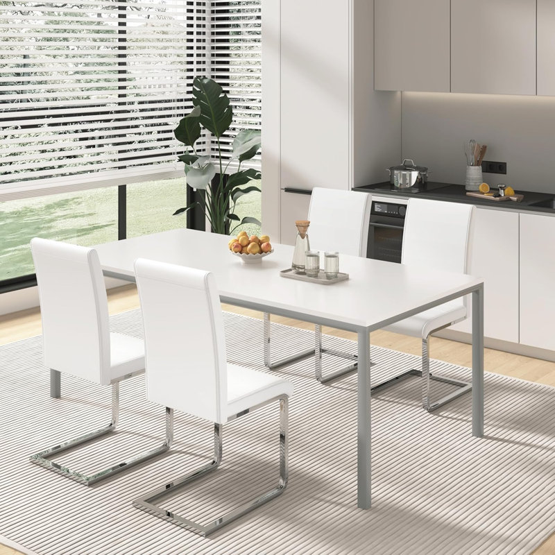 48.5cm H Upholstered Cantilever Chair, White