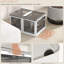 32 bacs de rangement empilables, 3 paquets de contenants en plastique avec portes. Pliable pour les espaces compacts. Organisez votre bureau. Blanc. Couvercles de bacs de 29,07 po x H 15,75 po. Roues. Rangez votre espace. 5