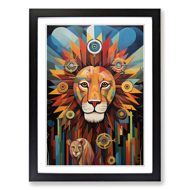 Lion Dadaism Art - Framed Print, Black Framed, 34cm H x 25cm W x 2cm D