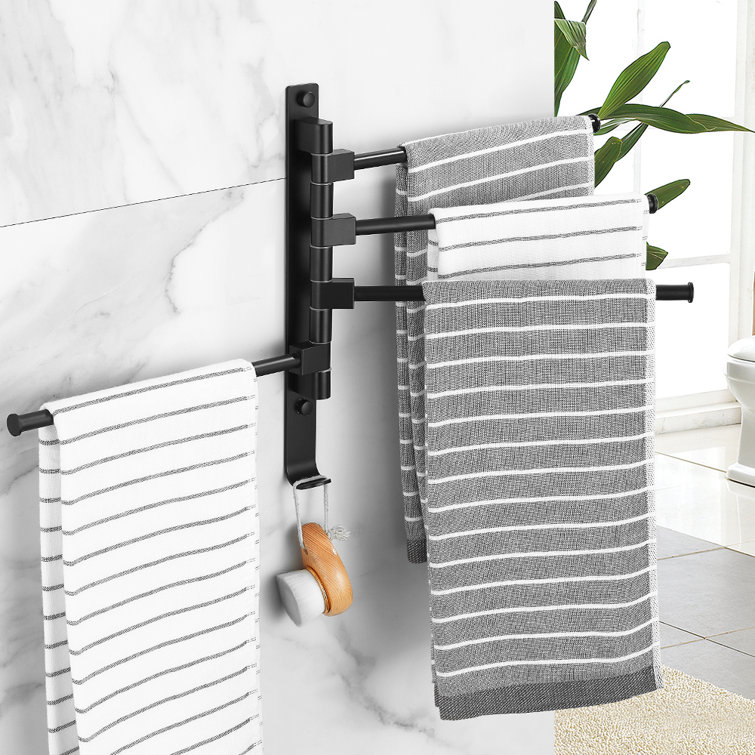 Swivel Towel Rack 4 Swing Arm Bathroom Towel Bar Wall Mounted