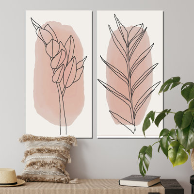 Ensemble de 2 peintures abstraites botaniques beige I