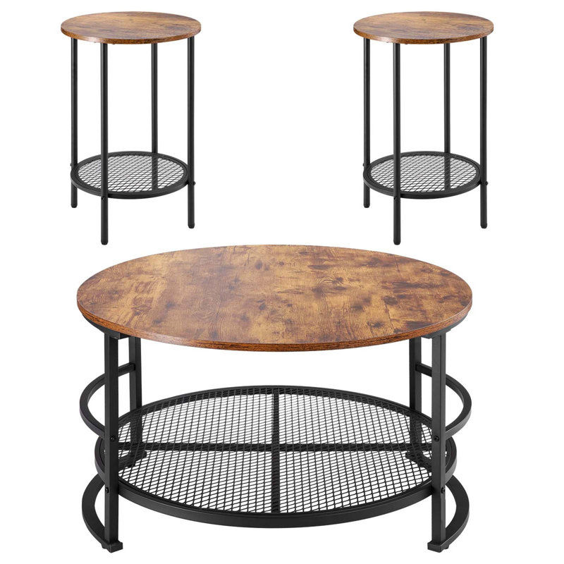 Ensemble de 3 tables basses rondes avec pieds en métal et configuration flexible