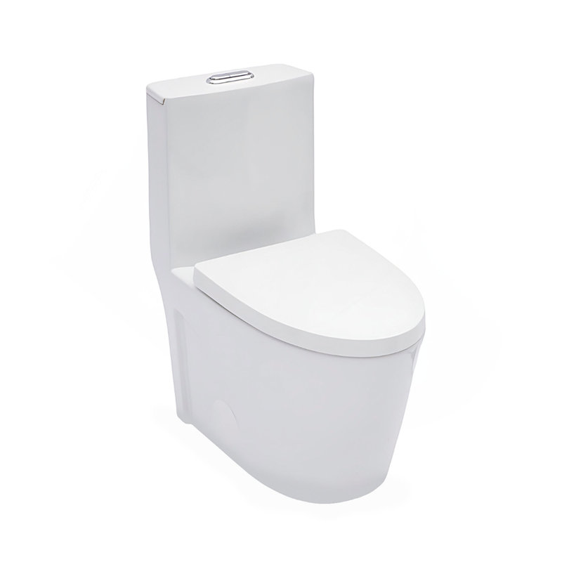 Toilette une pièce en céramique pour salle de bain, 12 po, 1,24 / 1,6 GPF, double chasse avec siège à fermeture douce, puissant double chasse CARTE 800 g