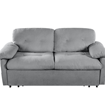 Lit convertible gris grand format 31 avec coussins confortables et rangement latéral pratique en chenille haute