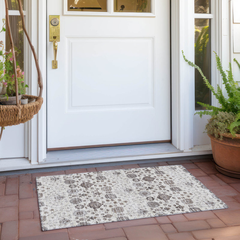 Ivory Rectangular Easy Care Synthetic Washable Rug 30" x 20"