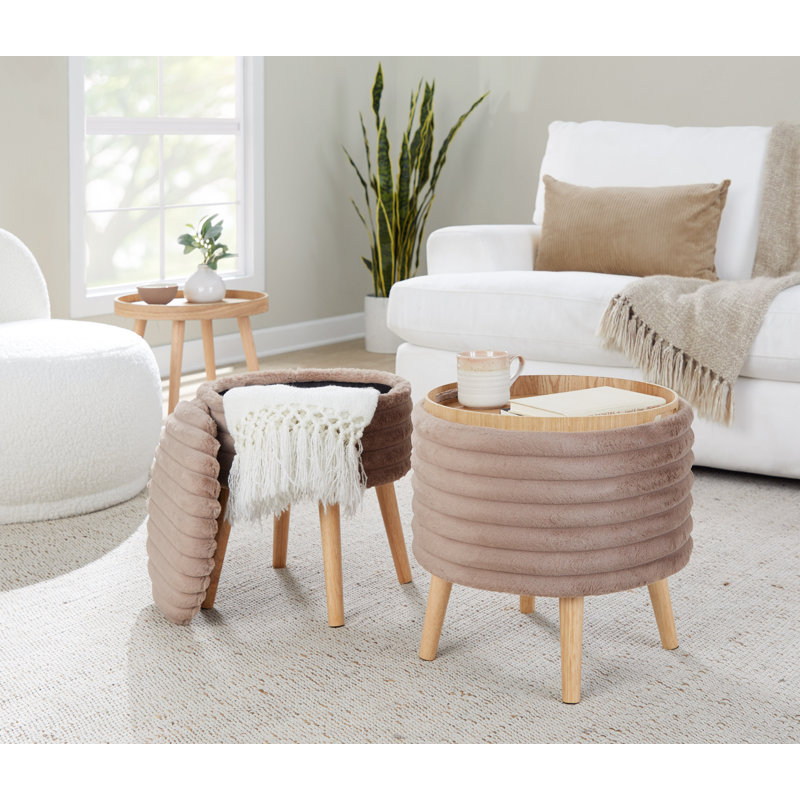 Ensemble de repose-pieds avec couvercle Tray, Brun