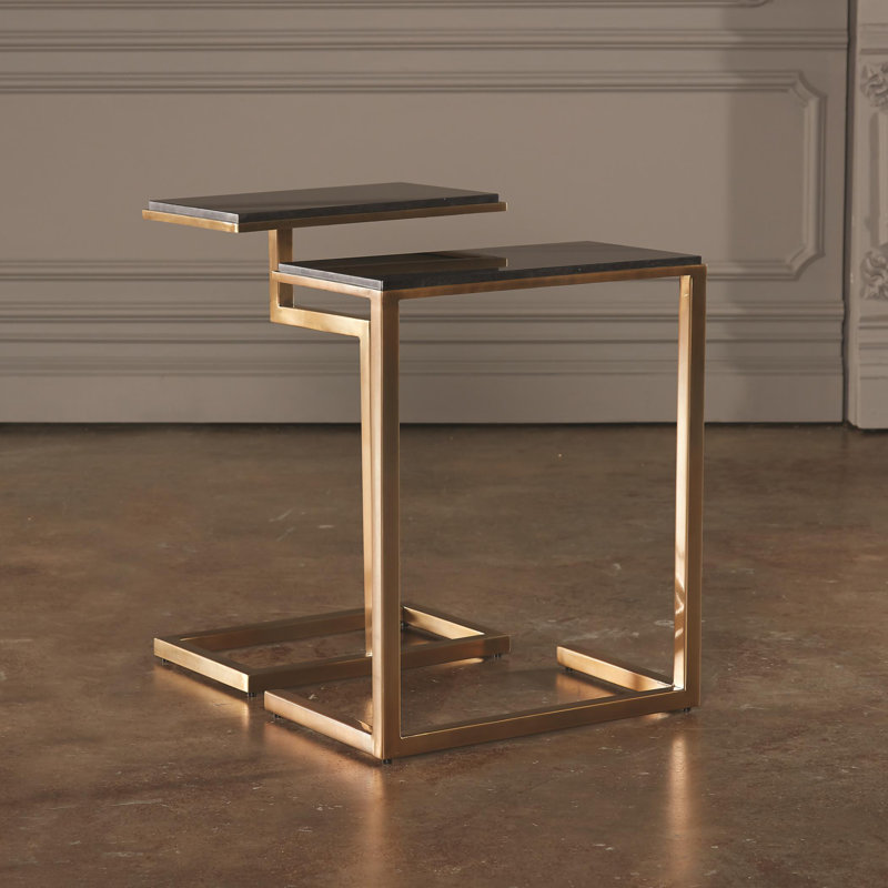 Marble Nesting End Table, Brass
