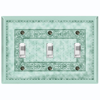 Élégante plaque de tapis verte à motif de tapis à 3 bandes