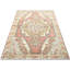 Tapis unique en laine noué à la main des années 1960 de 4 pi 5 po x 7 pi 3 po rouge / jaune / rose / ivoire