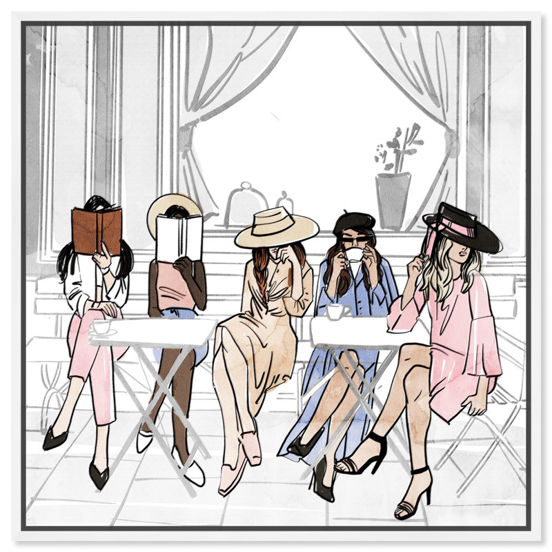 «Pretty Girl Book Club», reproduction d'impression sur toile, H 40 po x l 40 po x P 2 po, Toile blanche encadrée