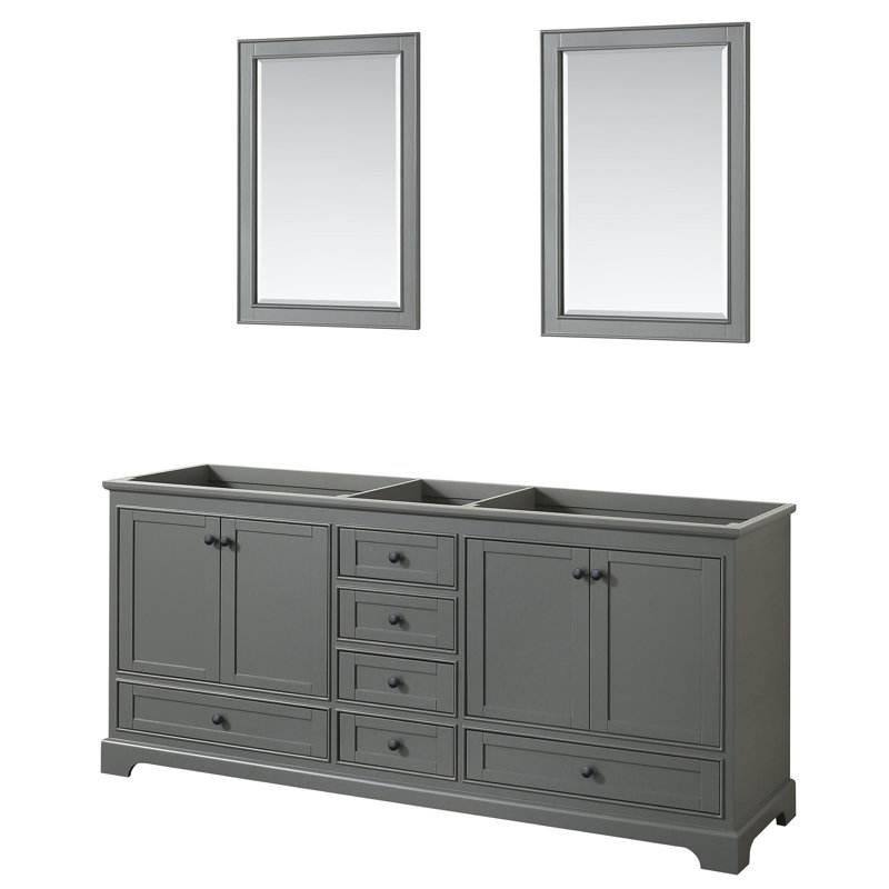 Base de meuble-lavabo double 79 po Deborah, Gris foncé / noir mat