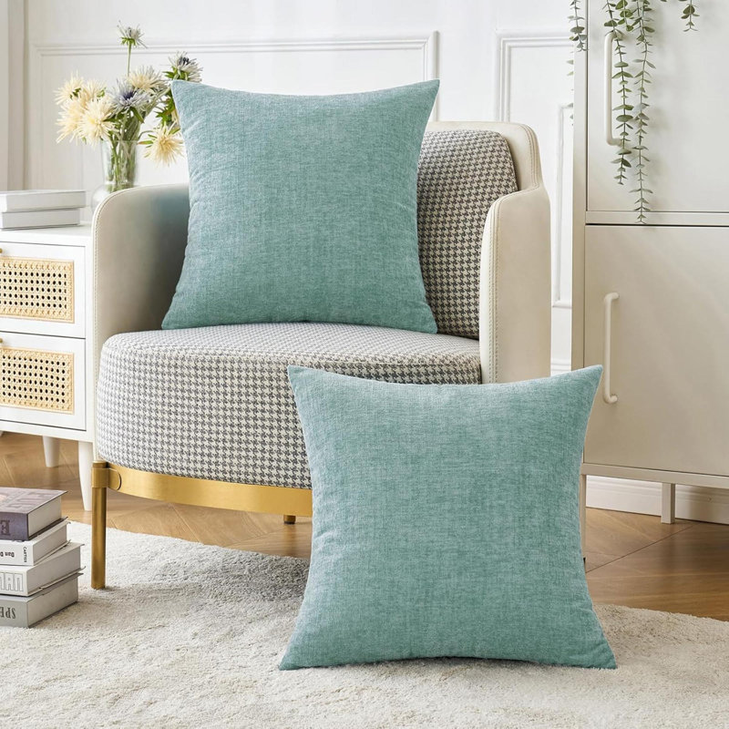 Paquet de 2 housses de coussins décoratifs en chenille pour canapé-lit, Gris