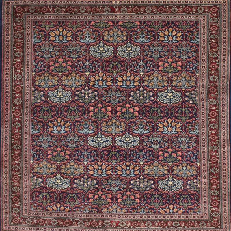 Tapis traditionnel brun / bleu Hauke, Rond 6 pi