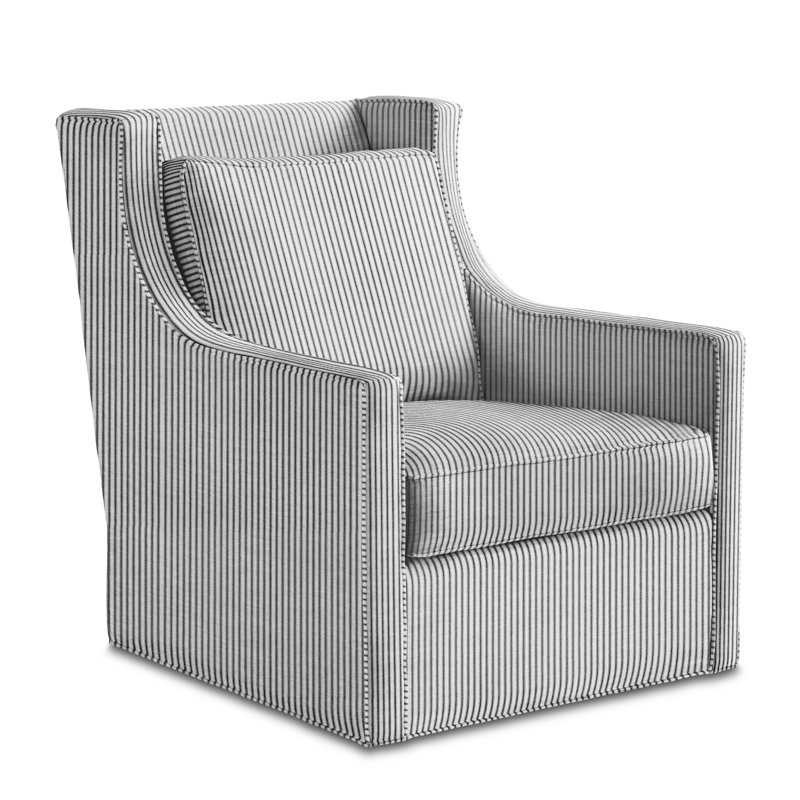Cash Swivel Club Chair, Black Cotton