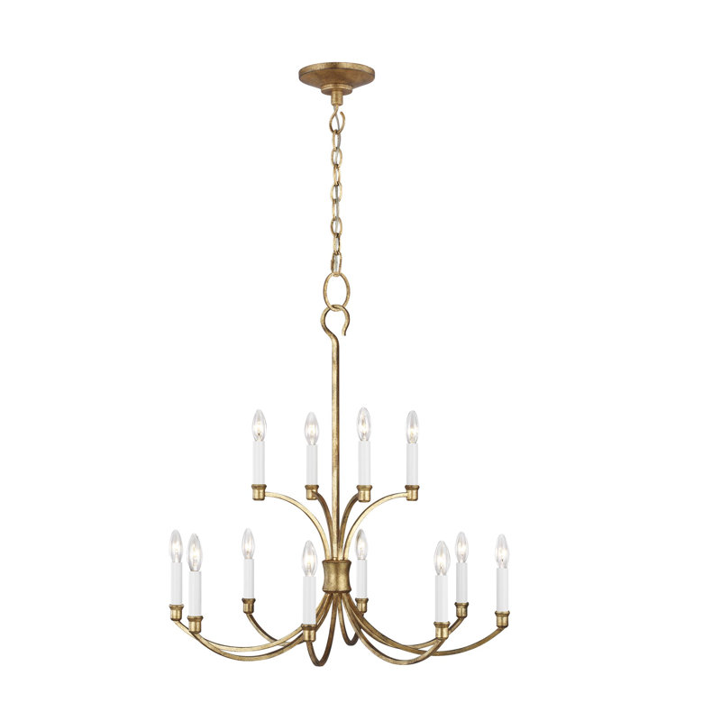 Westerly 12 - Light Chandelier, Antique Gild, 30" H x 29.375" W x 29.375" D