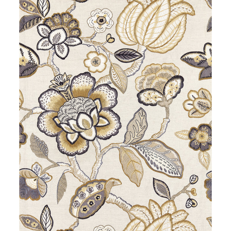 Botanica Coromandel Embroidery Fabric, Flax