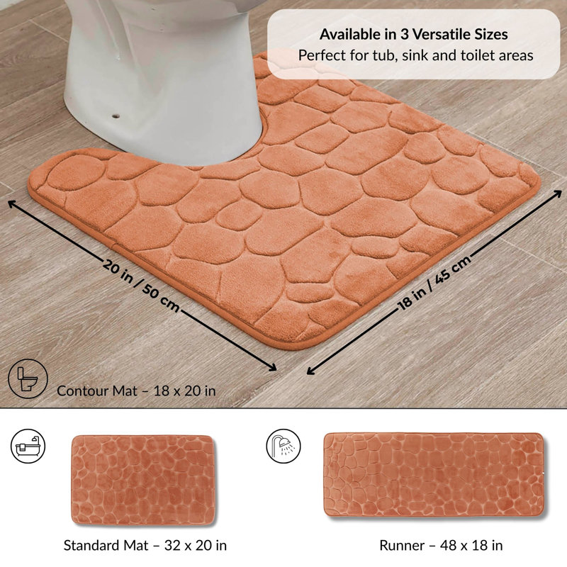 Pebbles 3D Contour Mat Microfiber Memory Foam 20' x 20", Orange