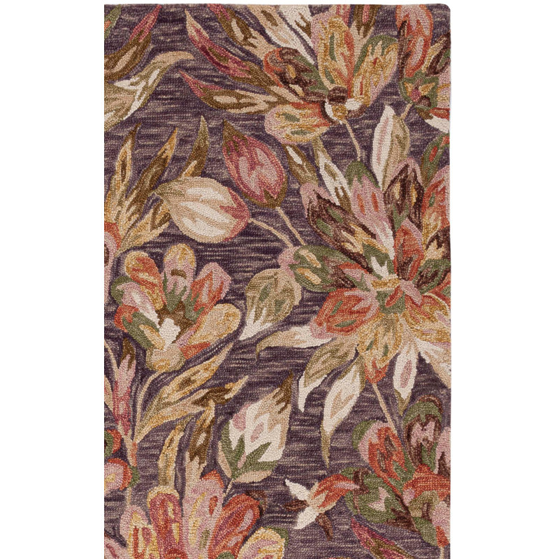 Tapis floral en laine / coton touffeté à la main Kamarli, Rectangle 4 pi x 6 pi
