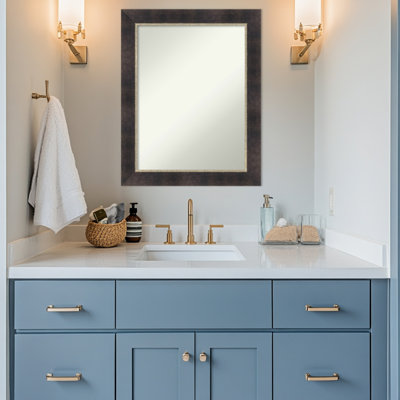 Odin Antique Bronze Non-Beveled Wood Framed Bathroom Wall Mirror