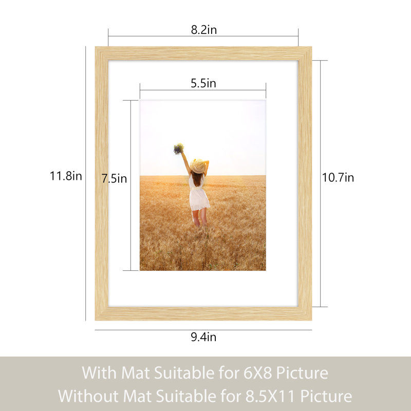 Cadre photo en bois massif, décoration murale, L 8,5 po x H 11 po